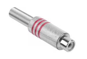 Gniazdo RCA srebrne 3 paski na kabel czerwone