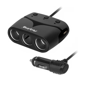 Rozdzielacz gniazda zapalniczki x3 z gniazdem master i USB 3100 mA