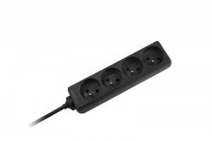 Przedłużacz sieciowy Rebel  czarny 4 gniazda bez przełącznika, kabel 5m (3x1,5mm)