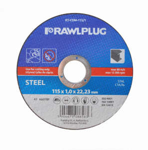Ściernice korundowe do cięcia stali 115x1,0x22,23mm (RT-CDM-115/1)