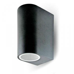 Kinkiet ścienny V-TAC GU10 aluminium okrągły czarny góra dół IP44 VT-7652