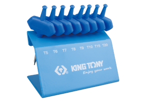 ZESTAW IMBUSÓW Z UCHWYTEM T 8szt. 1153A TORX T5 - T20, STOJAK King Tony