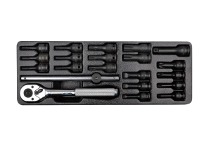 ZESTAW NASADEK UDAROWYCH 3/8 21cz. KRÓTKIE PH1-PH4, PŁASKIE 5.5-10, TORX T10-T60 Z AKCESORIAMI, WKŁAD DO WÓZKA King Tony