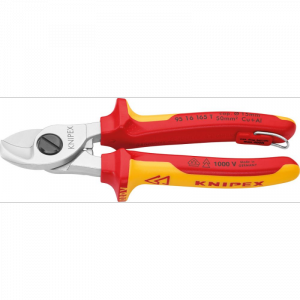 Nożyce do kabli, VDE, 165mm, z uchwytem zabezpieczającym, 95 16 165 T, KNIPEX