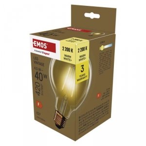 Żarówka LED Vintage G95 / E27 / 4,5 W (40 W) / 420 lm / 420 lm / Ciepła biel