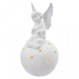 Dekoracje - 4 LED anioł ceramiczny 29 cm 2x AA, ciepła biel, IP20
