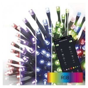 GoSmart lampki choinkowe 180LED 18m, RGB, czarny przewód, 64 programów, IP44, WiFi