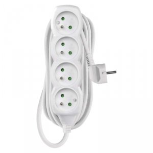 Przedłużacz 5 m / 4 gniazda / biały / PVC / 1,5 mm2