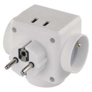 Rozgałęźnik 3× czarny, 2× USB