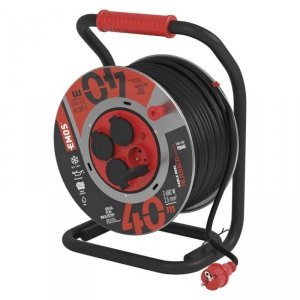 Przedłużacz bębnowy ogrodowy 40 m / 4 gn / czarny / guma-neopren / 230V / 2,5 mm2
