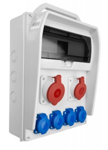 Rozdzielnica budowlana R-BOX 380 13S 1x32/5, 1x16/5, 4x250V IP44 B.18.380-13 Pawbol