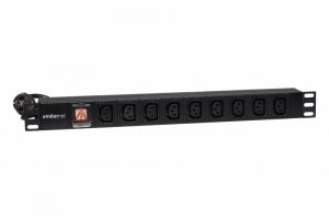 Listwa zasilająca standard EmiterNet 19 9 gn. IEC320 C13 10A, wtyk uni-schuko, kabel 2 m, wyłącznik