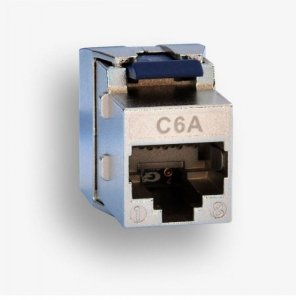 Gniazdo RJ45 STP kat.6A keystone niebieskie (beznarzędziowe), slim