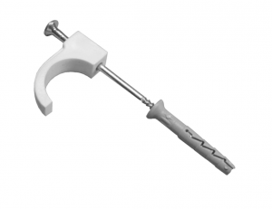 Obejma pojedyncza z kołkiem rozporowym 14-25mm, biała, 100szt., H.7334. Pawbol