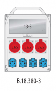 Rozdzielnica budowlana erbetka R-BOX 380 13S: 3x32A/5P, 4x250V, 400V, IP44 B.18.380-3 Pawbol