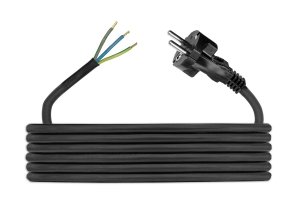 Przewód przyłączeniowy igielitowy H05VV-F 3x1,5mm2 - 3m, wtyczka zalewana prosta uni-schuko, czarny, D.3506-3, Pawbol