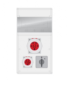 Rozdzielnica MAX-BOX 11S: 1x63A/5P, 1x16A/5P, 1x0/1 63A, 400V, IP65, B.MAX-11S-6, Pawbol
