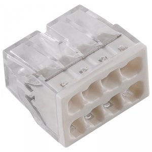 Szybkozłączka elektryczna biała 2,5mm2 8 styków, 8x0,5-2,5mm2, 24A, 450V E.4184T Pawbol