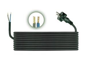 Przewód przyłączeniowy gumowy H05RR-F 2x1mm2 - 3m, wtyczka zalewana prosta uni-schuko, czarny, D.3501-3, Pawbol