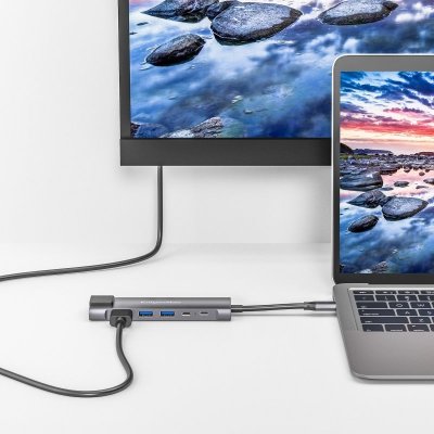 Adapter (HUB) USB typu C na HDMI/2x USB3.0/2x USB typu C/RJ45