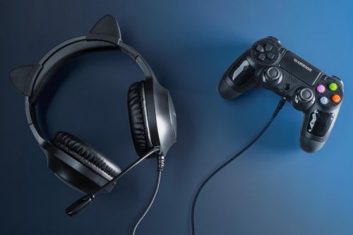 Gamingowe słuchawki nauszne dla dzieci Kruger&amp;Matz Gamer Kids, kolor różowy