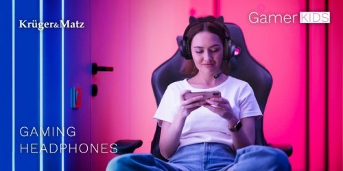 Gamingowe słuchawki nauszne dla dzieci Kruger&amp;Matz Gamer Kids, kolor różowy