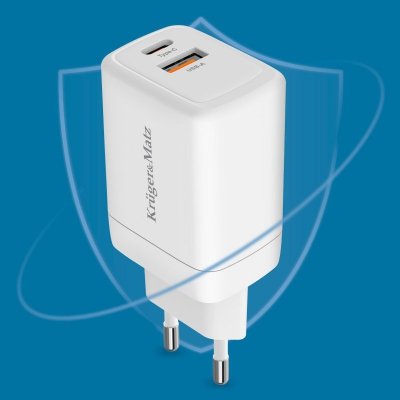 Ładowarka sieciowa Kruger&amp;Matz 45 W GaN z funkcją Power Delivery i Quick Charge