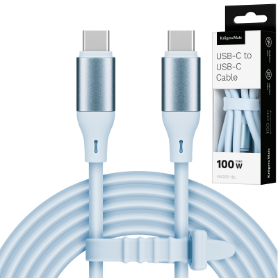 Kabel USB typu C - USB typu C 100 W 1 m silikonowy niebieski Kruger&amp;Matz Basic