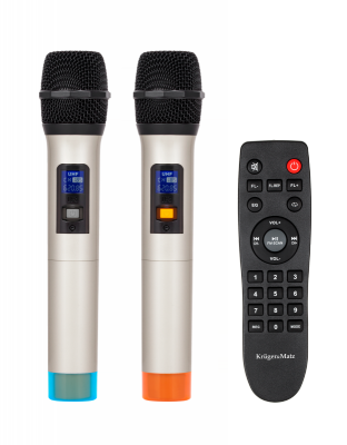 Aktywna kolumna głośnikowa (z 2 mikrofonami bezprzewodowymi UHF, SD, Bluetooth, FM, USB) 40 Watt