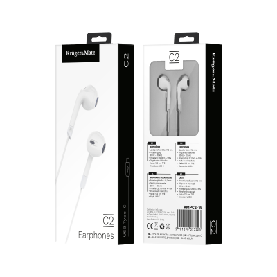 Słuchawki douszne z mikrofonem na USB-C Kruger&amp;Matz C2 białe
