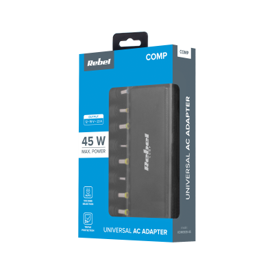 Zasilacz uniwersalny Rebel 10 końcówek 45 W 12-19.5 V automatyczny