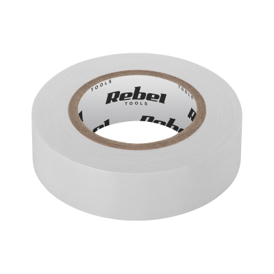 Taśma izolacyjna klejąca REBEL (0,13 mm x 19 mm x 10 yd) biała