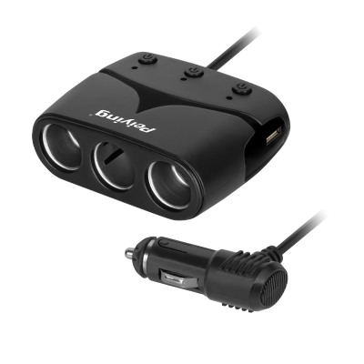 Rozdzielacz gniazda zapalniczki x3 z gniazdem master i USB 3100 mA