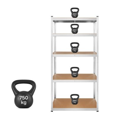 Regał metalowy magazynowy 180x90x40 srebrny Rebel RB-1251