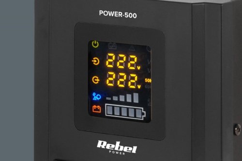 Zasilacz Awaryjny Rebel POWER-500 - przetwornica z czystym przebiegiem sinusoidalnym i funkcją ładowania  12V 230V 500VA/300W