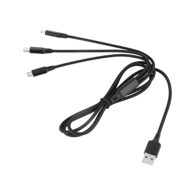 Kabel USB 3w1 microUSB, USB typu C, Lightning 100 cm
