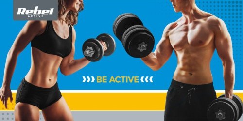 Obciążenie żeliwne olimpijskie gumowane zestaw 2x15kg, otwór 51mm , REBEL ACTIVE