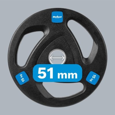 Obciążenie żeliwne olimpijskie gumowane zestaw 2x15kg, otwór 51mm , REBEL ACTIVE