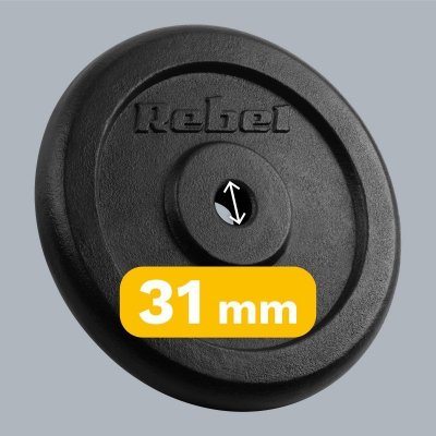 Obciążenie żeliwne zestaw 2x15kg, otwór 31mm, talerz klasyczny, REBEL ACTIVE