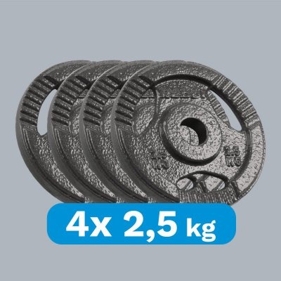 Obciążenie żeliwne zestaw 4x2.5kg, otwór 31mm, talerz z uchwytami, REBEL ACTIVE