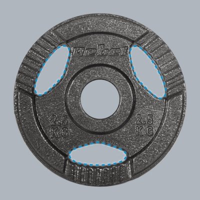 Obciążenie żeliwne olimpijskie zestaw 4x2.5kg, otwór 51mm, talerz z uchwytami, REBEL ACTIVE