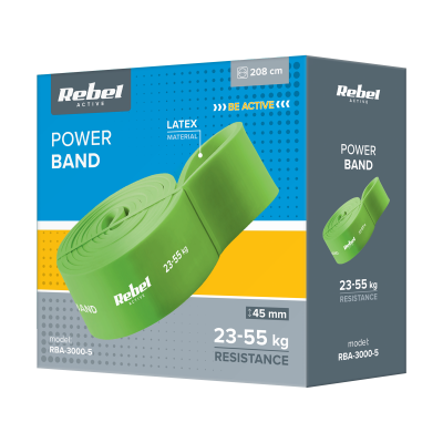 Guma do ćwiczeń lateksowa - Power Band PL-5, zielona 23-55 kg  REBEL ACTIVE