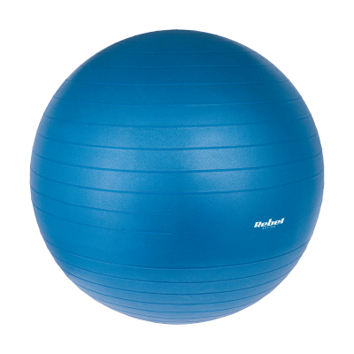 Piłka gimnastyczna rehabilitacyjna 65cm z pompką ręczną, kolor niebieski , REBEL ACTIVE