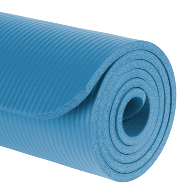 Mata gimnastyczna do ćwiczeń joga, pilates, fitness, 183x61cm, grubość 1cm, materiał NBR, niebieska, REBEL ACTIVE