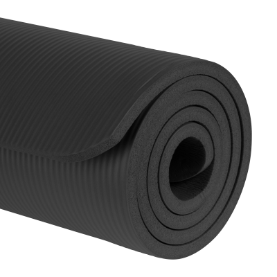Mata gimnastyczna do ćwiczeń joga, pilates, fitness, 183x61cm, grubość 1.5cm, materiał NBR, czarna, REBEL ACTIVE