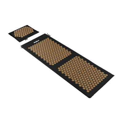 Mata zdrowotna ECO z kolcami do akupresury z poduszką, 130x50cm, XXL, złote kolce,  Rebel Active