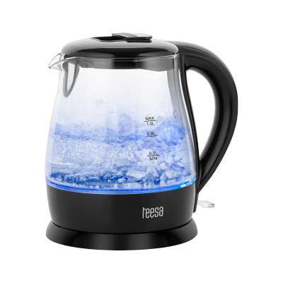 Czajnik elektryczny TEESA, szklany, 1650 W, czarny, 1 L