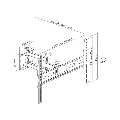 Uchwyt naścienny uniwersalny do LED TV (37-70&quot;)  regulacja w pionie i poziomie
