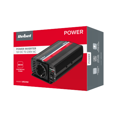 Przetwornica REBEL 12V/230V 300W  (gn. typu F :niemieckie)
