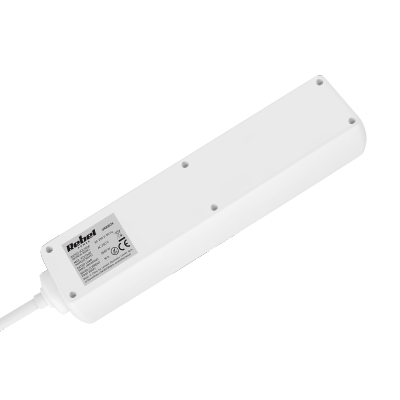 Przedłużacz 4 gniazda 2m typu niemieckiego z przełącznikiem (3x1,5mm) Rebel biały